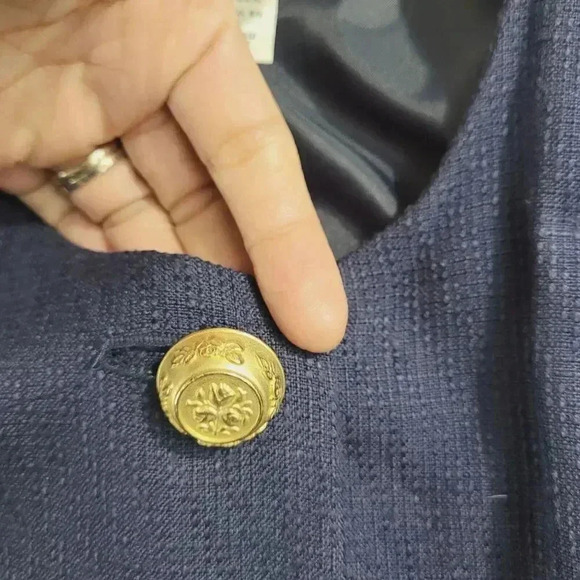 Christian Dior Women's 10 Navy Blazer Rayon Silk Trim Gold Button 28CT - Picture 7 of 11